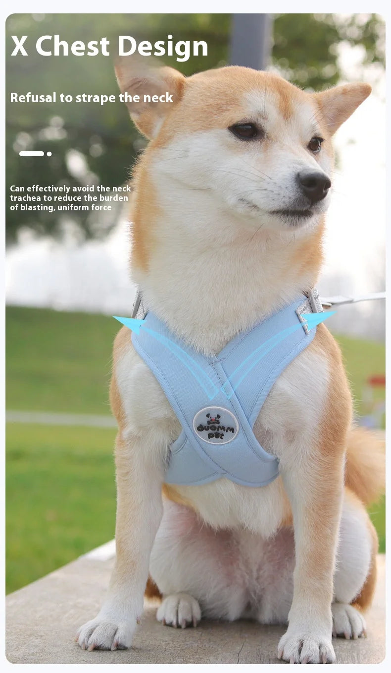 New breathable pet chest harness vest style reflective dog leash pet leash