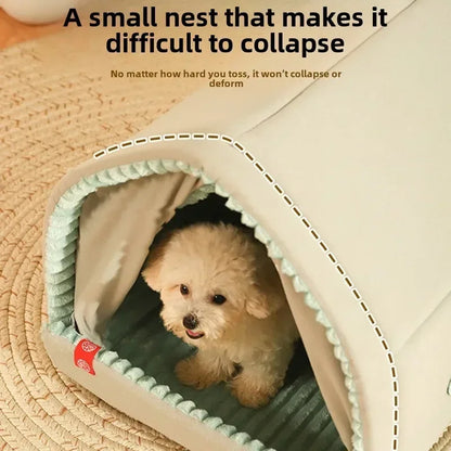 Warm Small Pet House with Double Door Curtain All-season Universal Closed Pet Kennel for Cats and Dogs