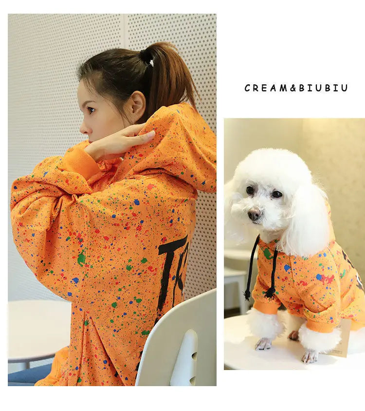 Dog Hoodie Dog Costume Pet Clothes Dog Clothes for Small Dogs Spring and Autumn Parent-child Wear Keep Warm Embroidery