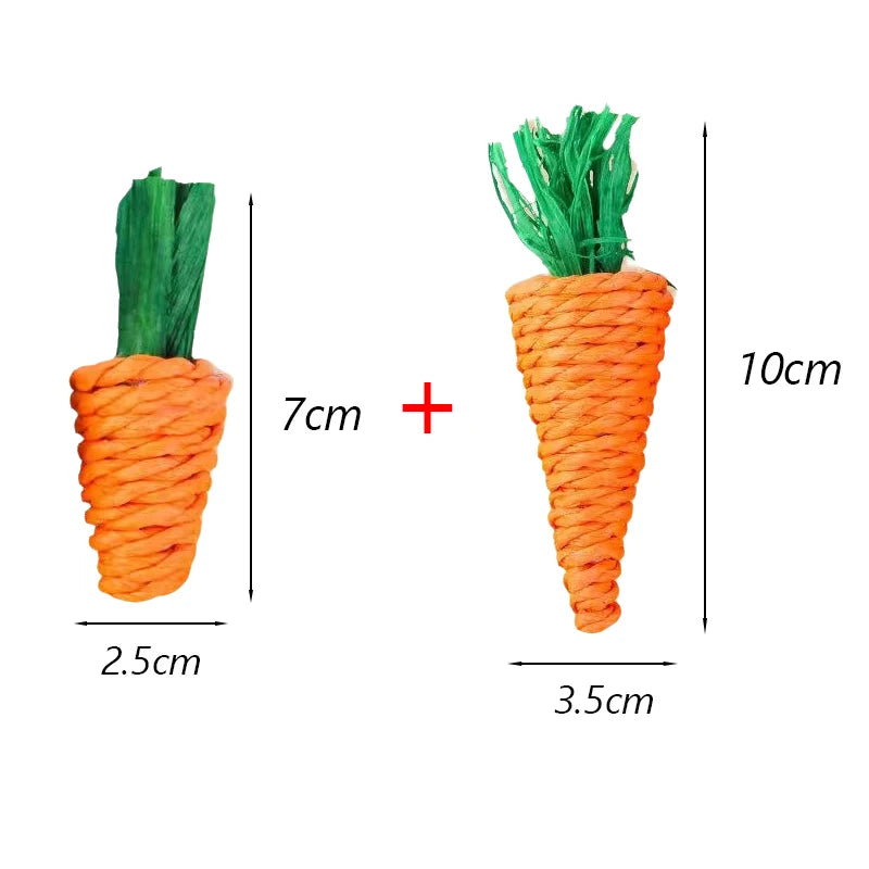 Natural Paper Rope Rabbit Puzzle Toy Grass Weaving Radish Carrot Shape Pet Accessories Guinea Pig Chinchillas Small Animals Toys