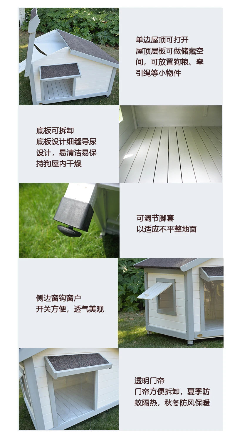 Outdoor dog house dog house Small and medium-sized dog solid wood villa Warm and rainproof in winter Samoyed outdoor kennel