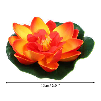 Uxcell 10PCS 10cm Aquarium Floating Artificial Flower Fake Lotus Plant Pond Micro Landscape Garden Fish Tank Tools Accessories