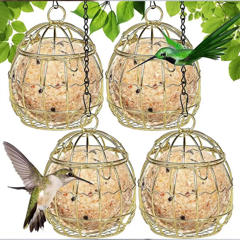 Hanging Bird Feeder Metal Hanging Bird Cage Bird Feeder Squirrel Proof Wild Bird Feeders For Outside Garden Patio Lawn Window