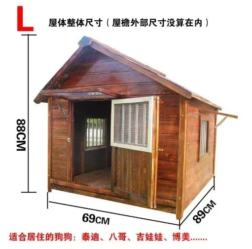 Dog House Outdoor Waterproof  Solid Wood Dog Villa with Yard Outdoor Rainproof Type Four Seasons Universal Pet Kennel