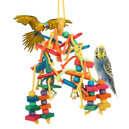 Wood Parrot Bird Toys Love Bird Cage Funny Training Bird Toys Cotton Rope Parrot Toy Bite Resistant Bird Tearing Toy Pet Product