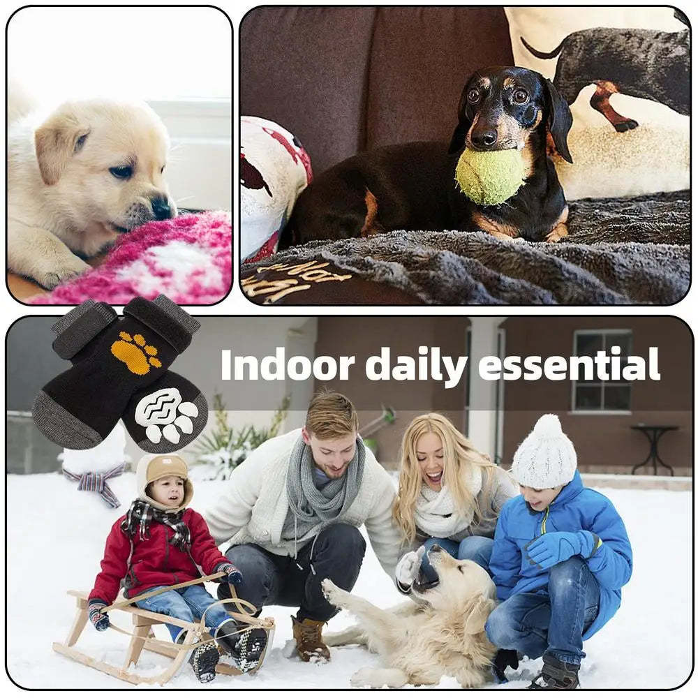 Pet shoe cover indoor warm anti-slip pet socks dog soft comfortable magic sticker adjustable fit Wear-Resistant Dog Shoes