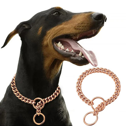 Stainless Steel Gold Dog Chain Collar 10MM Wide Metal Cuban Links For Small Medium dog Large Dogs Walking Training collar