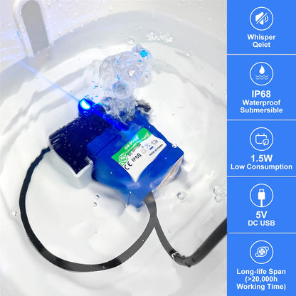 USB Replace Water Pump for Pet Cat Dog Water Fountain Pump Cat Water Dispenser Dog Water Dispenser Fish Tank Submersible Pump