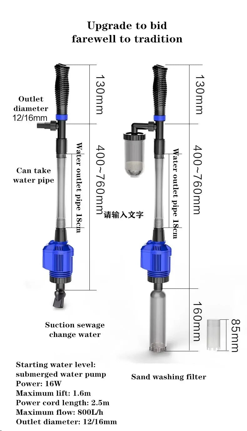Electric Fish Tank Gravel Cleaner Automatic Aquarium Cleaner Water Change Pump Aquarium Siphon Vacuum Cleaner Water Filter Pump