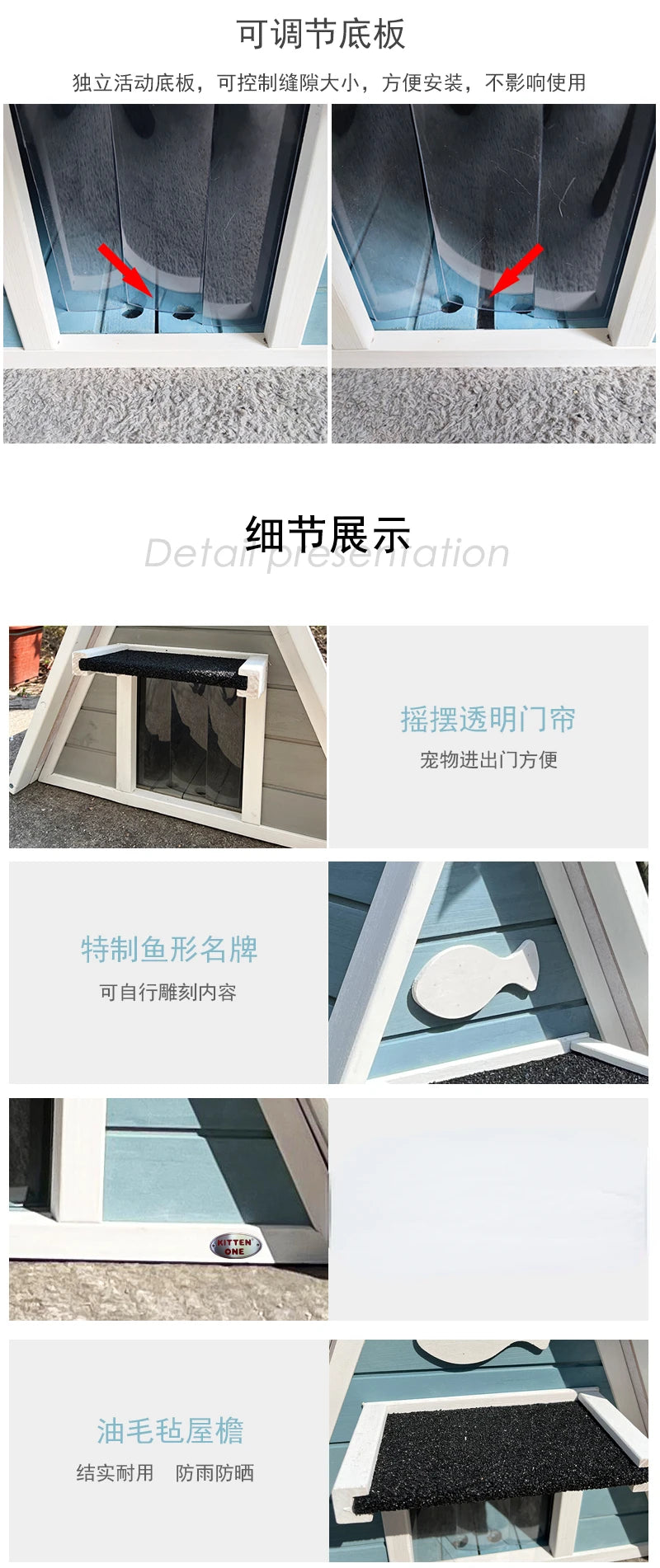 Indoor and outdoor cat house Feral cat nest rain proof and sunscreen cat villa wood cat cage warm outdoor cat shelter