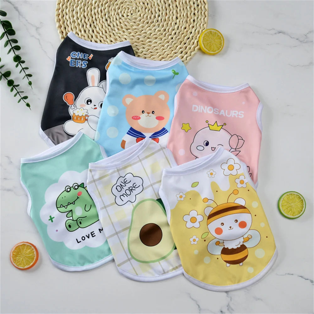 Cute Print Puppy Dog Vest Shirt Spring Summer Pet Clothes for Small Dogs Pomeranian Poodle Cat Shirts mascotas Clothing Apparel