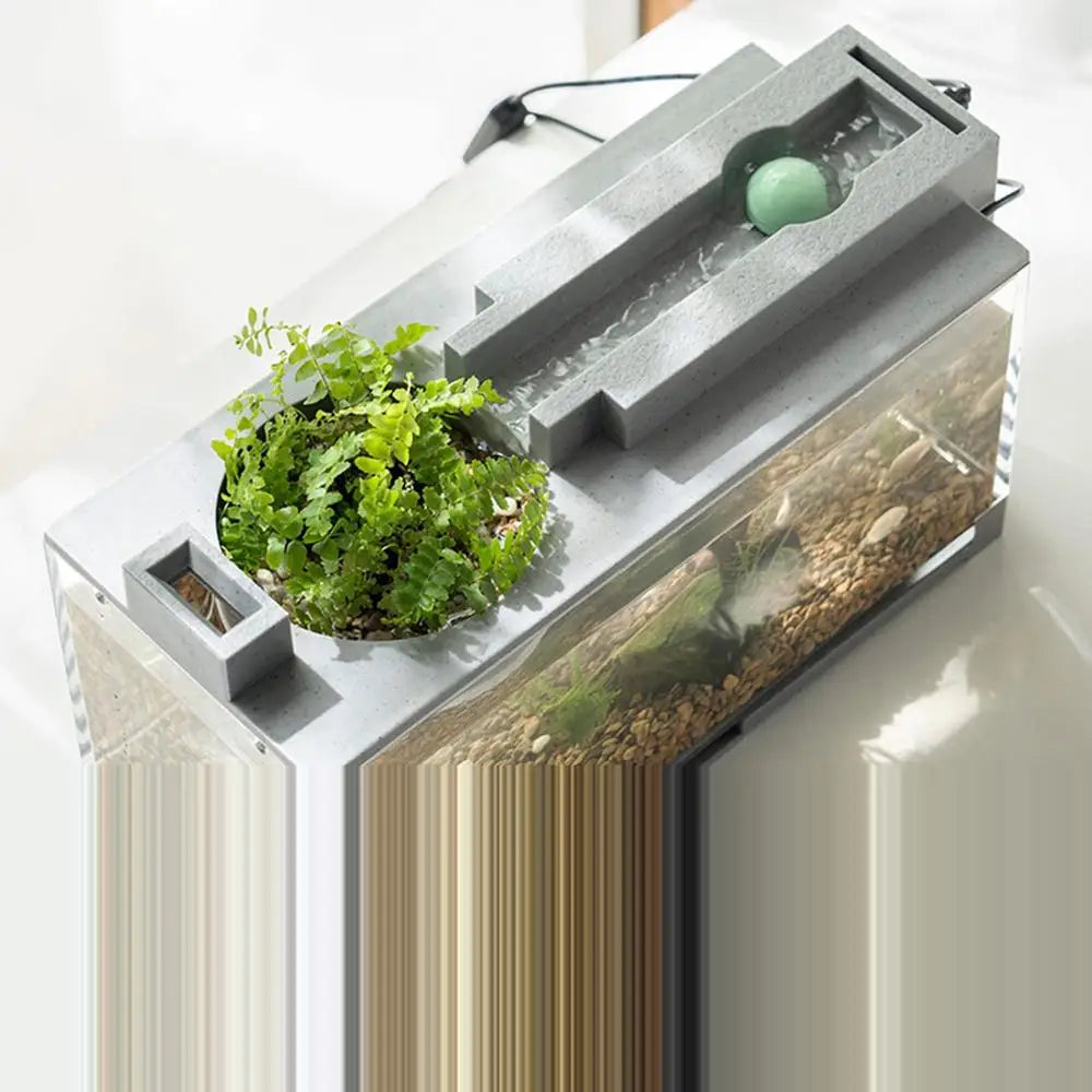 Aquarium Modern Silent Desktop Fish Tank Desk Aquarium  With Air Pump For Seaweed Small Corals Betta Fish Shrimp Goldfish