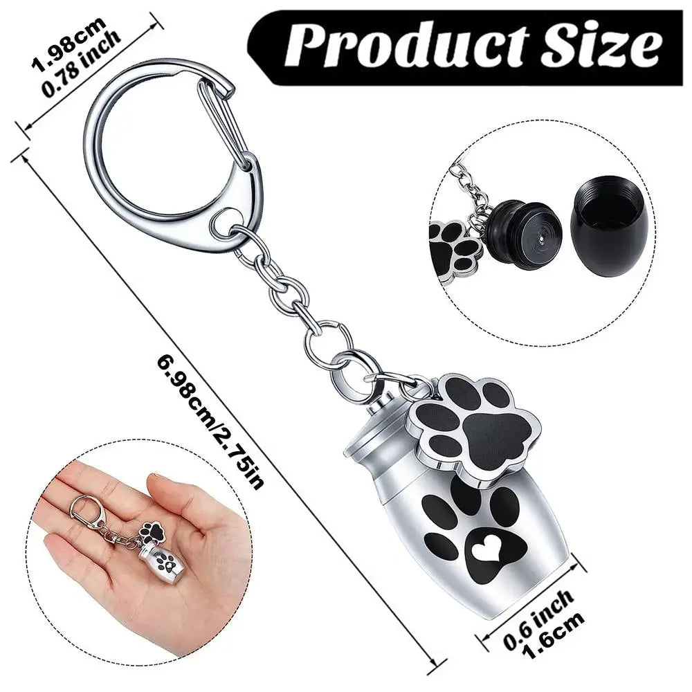 Pets Urn Keychain Paw Print Keyring Cremation Ashes Pendant Cat Cremation Jewelry Pendant Dog Paw Print Keepsake for Cats Dogs