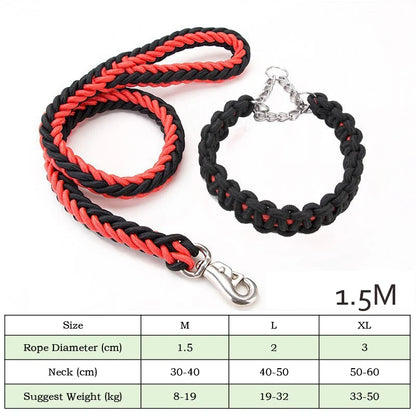 Durable Nylon Dog Collar Leash Set Traction Rope Medium Big Dog Walking Accessories Labrador Husky P-Chain Travel Pet Products