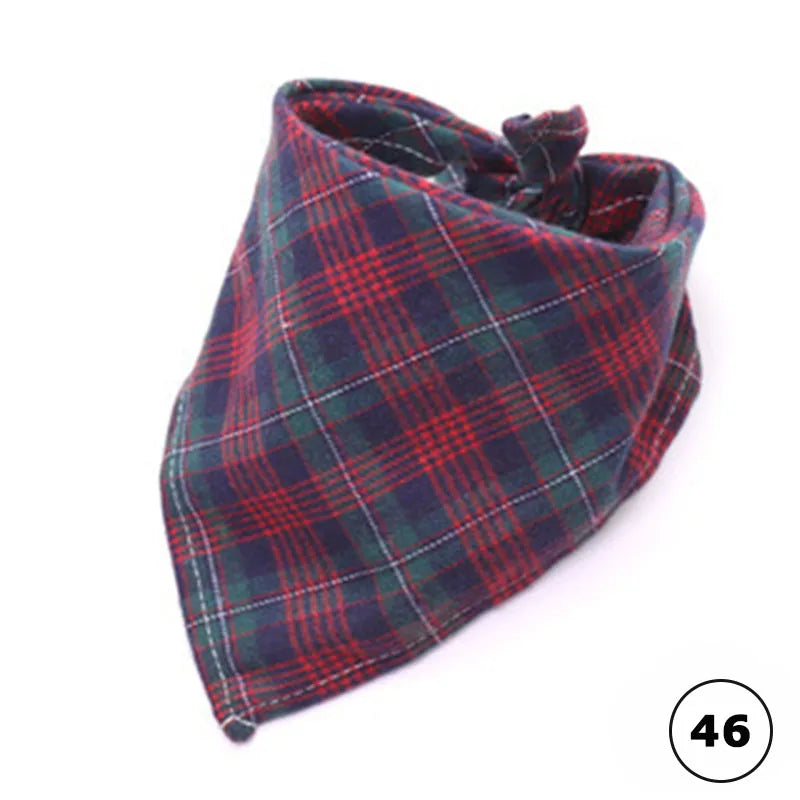 Plaid Cat Dog Bandana Pet Puppy Soft Cotton Bandanas Handkerchiefs Scarfs Triangular Bandages Accessories for Kittens Puppies