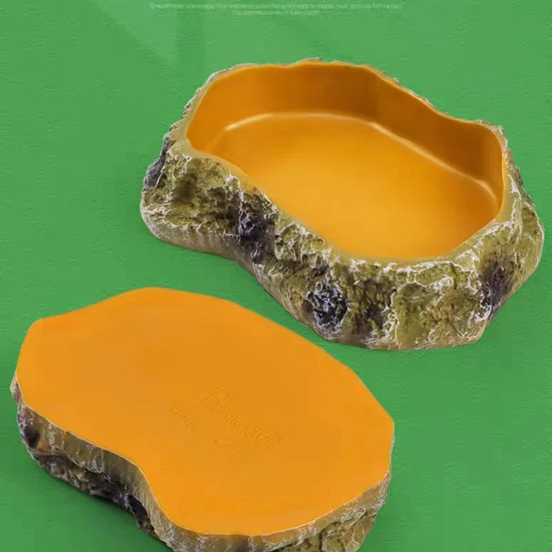 Pet Reptile Feeder Bowl Resin Aquarium Basin Food Water Pot Reptile Turtle Tortoise Scorpion Lizard Crabs Feeding Supplies New