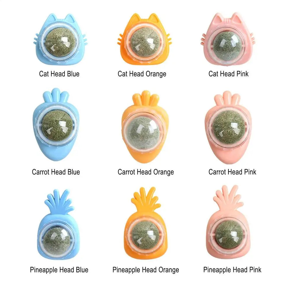 Catnip Wall Spin Ball Catnip Ball Toy Edible Cat Catnip Toys Promotes Digestion Enhances Appetite Wall Cat Lick Ball for Cat