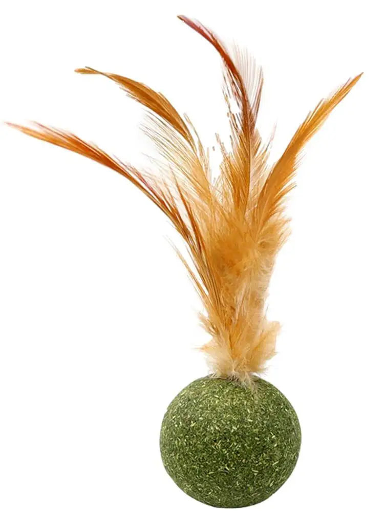 Catnip Ball Feather Cat Toy Ball Feather Cat Tooth Cleaning Cat Toy Catnip Ball Interactive Chew Catnip Pet Supplies