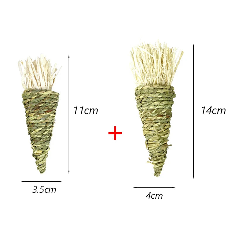 Natural Paper Rope Rabbit Puzzle Toy Grass Weaving Radish Carrot Shape Pet Accessories Guinea Pig Chinchillas Small Animals Toys