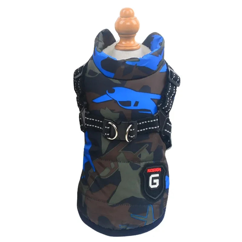 Winter Pet Dog Harness Vest Jacket Clothing Waterproof Coat Dog Clothes For Small Medium Dog Camouflage Windproof Puppy Pug Coat