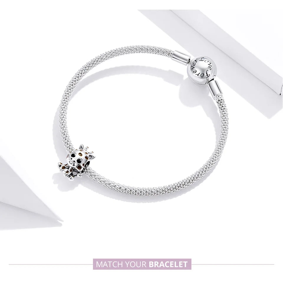 WOSTU 925 Sterling Silver Animal Charms Giraffe Zebra Unicorn Beads for Women Fit Original Bracelets Necklace DIY Jewelry Making