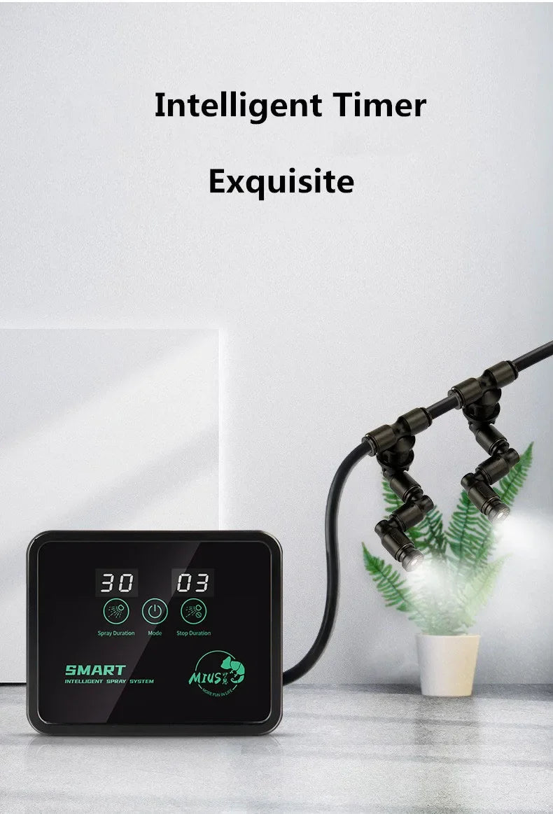 Intelligent Reptile Spray System Mist Rainforest Tank Spray System Kit Sprinkler Control Terrariums Humidifier Electronic Timer