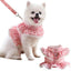 Pink Flower Puppy Harness Mesh Breathable Small Girl Dog Cat Vest Harness Cute Doggy Lace Dress Harness with Leash for Walking