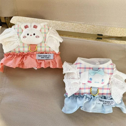 Cute Animal Lace Pet Vest Harness Handmade Lattice Vest for Small Dogs Bichon Frise Princess Summer Clothes Leash Accessories