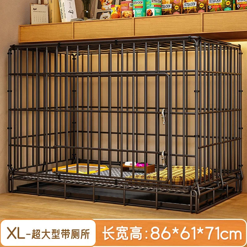 Dog Cage Small Dog Indoor Folding with Toilet Teddy Bigbear Medium Dog Corgi Border Pet Kennel
