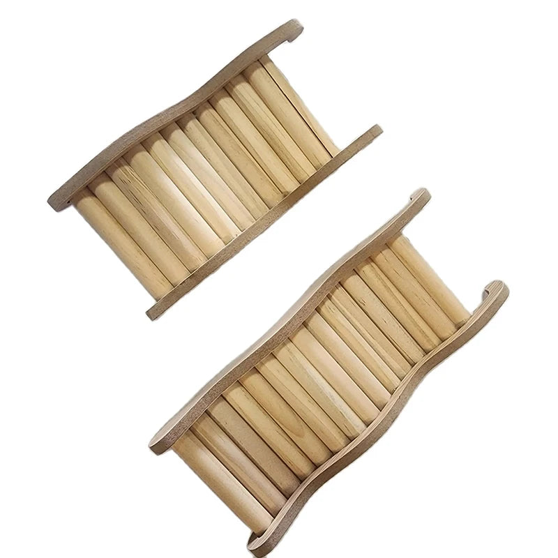 Smooth Hamster Hideaway Wooden Hamster House with Climbing Ladder Small Pet Castle Arch Bridge for Dwarf Mice Gerbils Small Pets