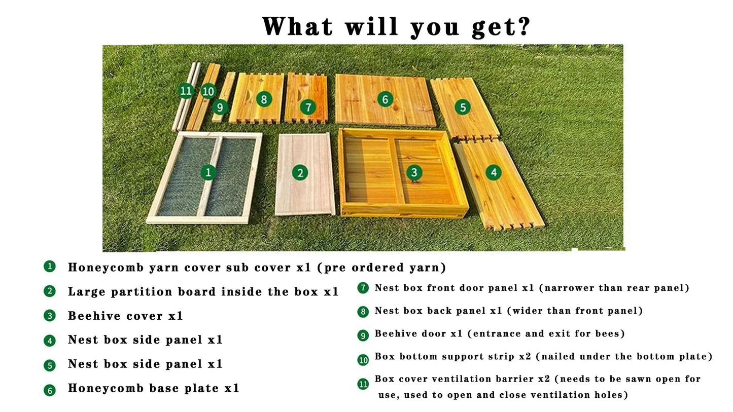 10 Frame Bee Hive, Complete Beehive Kit Beeswax Coated Beehive Include Frames, Bee Hive Boxes Starter Kit for Bee Keekeepers
