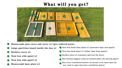 10 Frame Bee Hive, Complete Beehive Kit Beeswax Coated Beehive Include Frames, Bee Hive Boxes Starter Kit for Bee Keekeepers