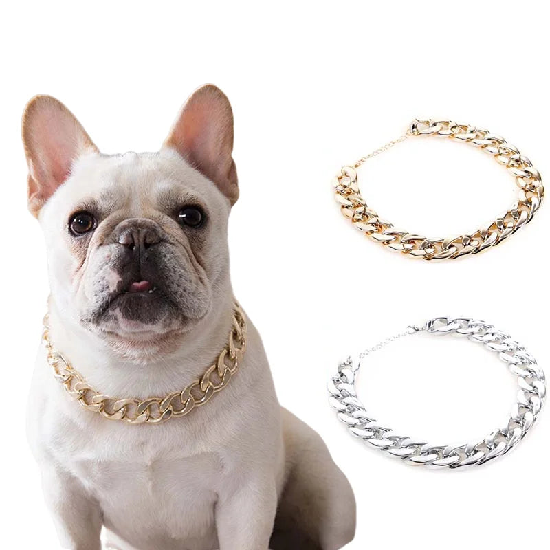 Pet Jewelry Necklace ABS Plastic Stylish Gold Dog Chain Collar For Small Medium Large Dogs Husky Pitbull Bulldog Pet Accessories