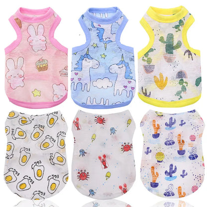 Pet Clothing Summer Sunscreen Cool Breathable Dog Vest Mesh Small Dog T-Shirt Outfit For Chihuahua Small Medium Dogs Accessories