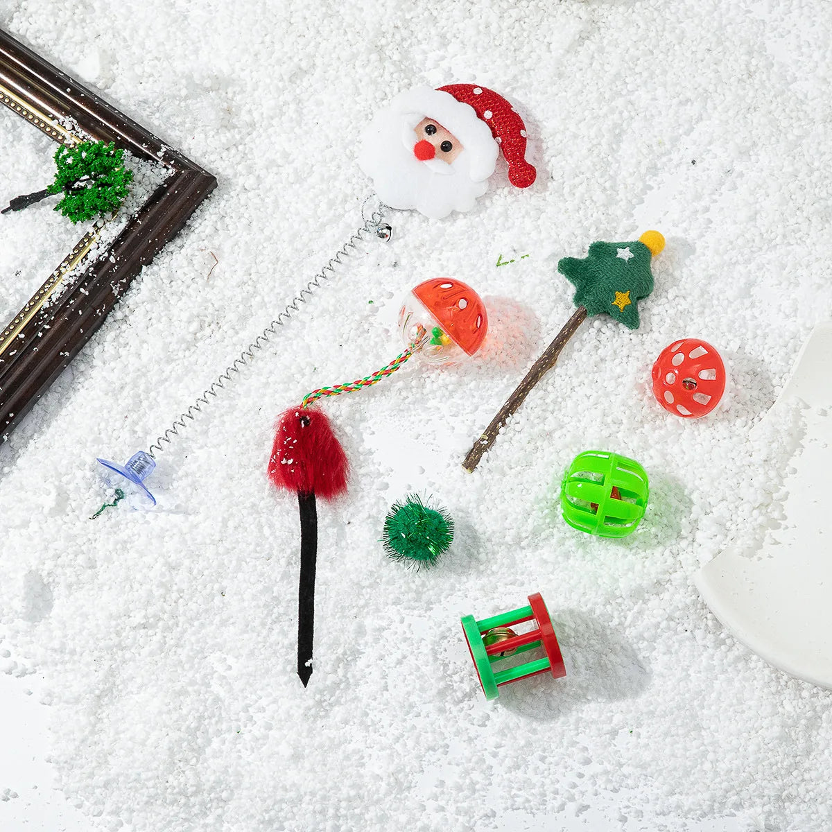 Cat Toy Cat Teaser Sticks Christmas Cat Toy Set New Product Cat Fun Stick Bell Ball Fun Interactive Pet Supplies