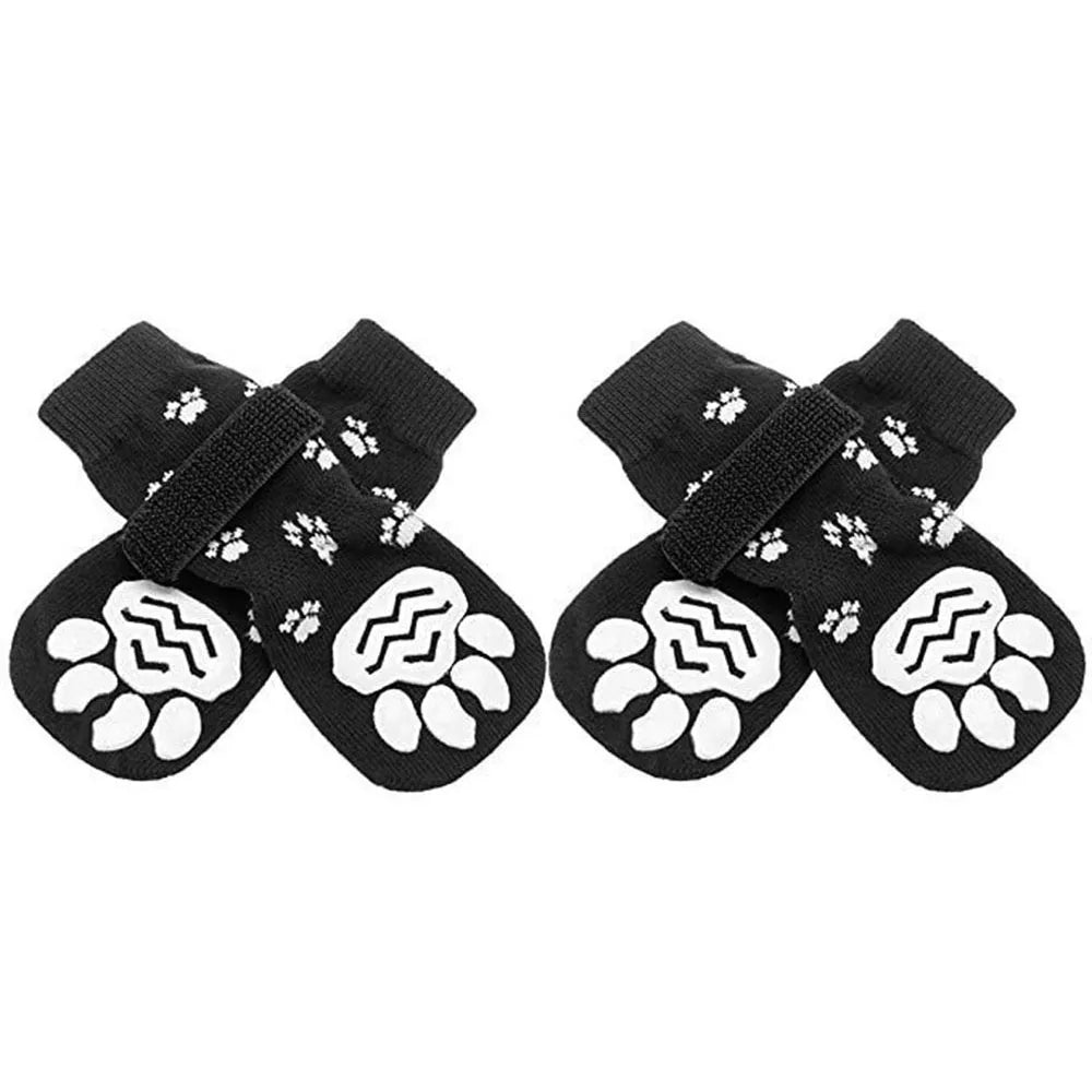 Anti-Slip Dog Socks Adjustable Pet Non-Slip Paw Protection with Paw Pattern for Puppy Dog Indoor Traction Control Wear on Floor