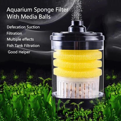 Aquarium Fish Poop Stool Toilet Manure Suction Filter Collector Fish Tank Biochemical Sponges With Media Balls Oxygen Increasing