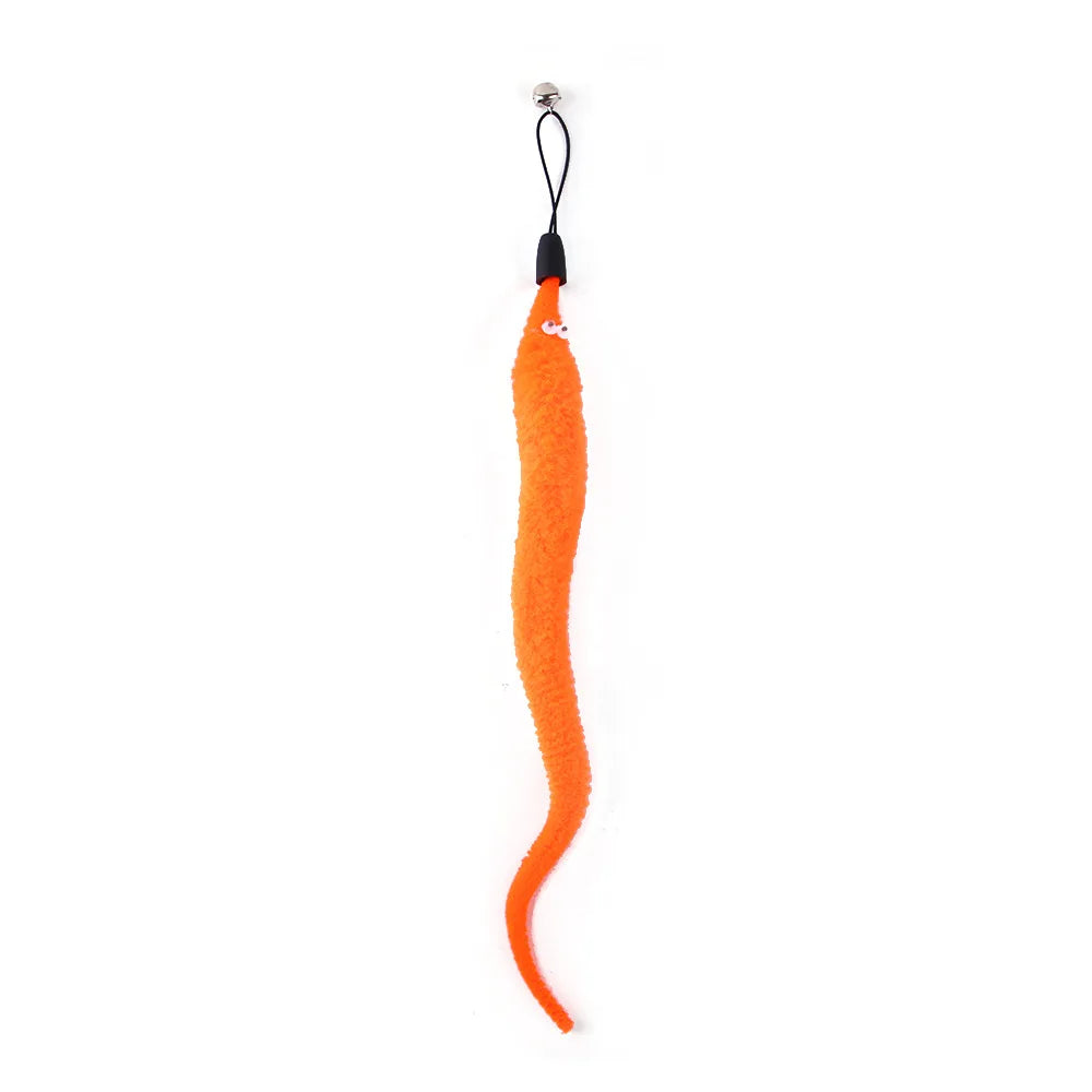 Funny Cat Stick Toy Furry Feather with Bell Cat Stick Toy Kitten Playing Pet Accessories Worm on A String Cat Toys Interactive
