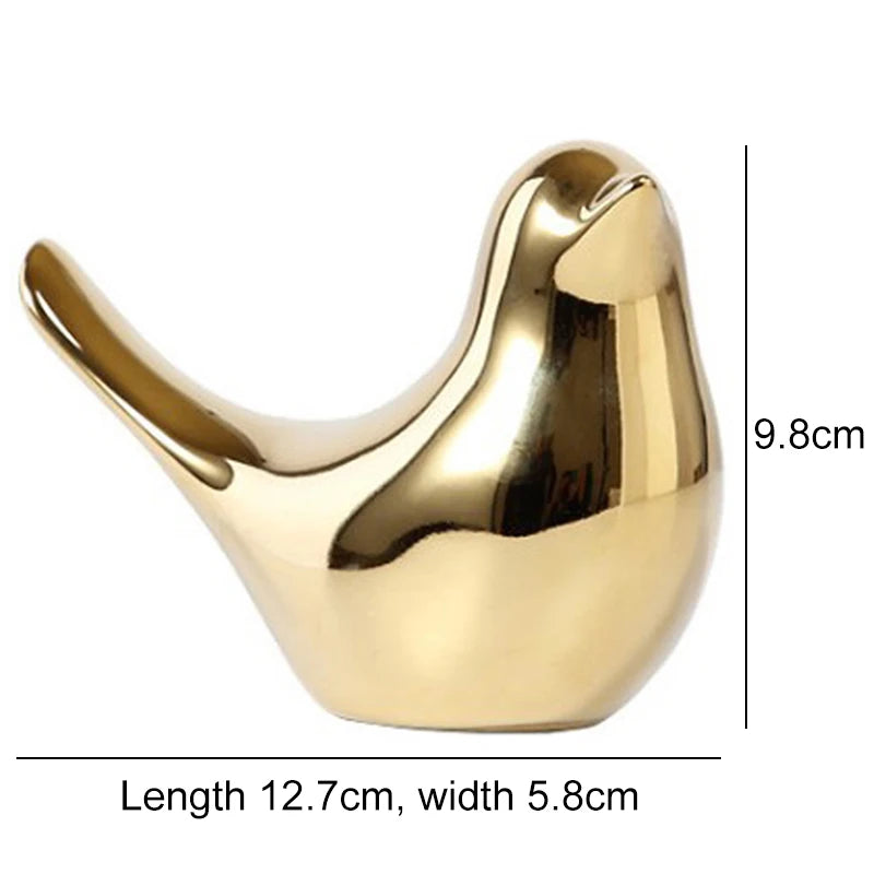 Gold Ceramic Bird Figurines Home Decoration Accessories Golden Bird Figures Fashion Wedding Ornaments Room Decor
