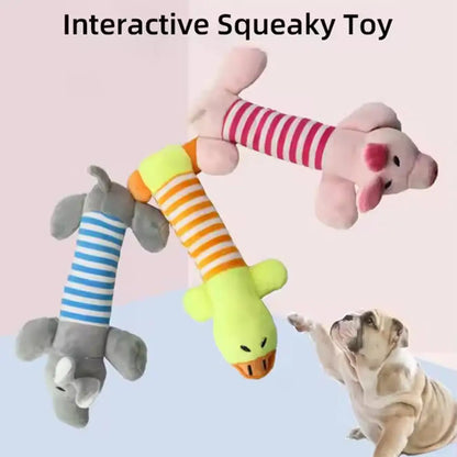 Pet Toys Cute Pet Chewing Teething Toys Cartoon Embroidery Bite-resistant Decompression Duck Pig Elephant Sounding Toys