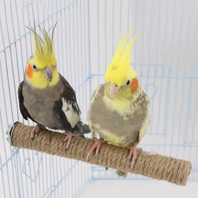 Natural Hemp rope Weaving Pet Bird Stand Parrot Raw Wood Fork Tree Branch Stand Rack Birds Hamster Branch Perches Chew Bite Toys