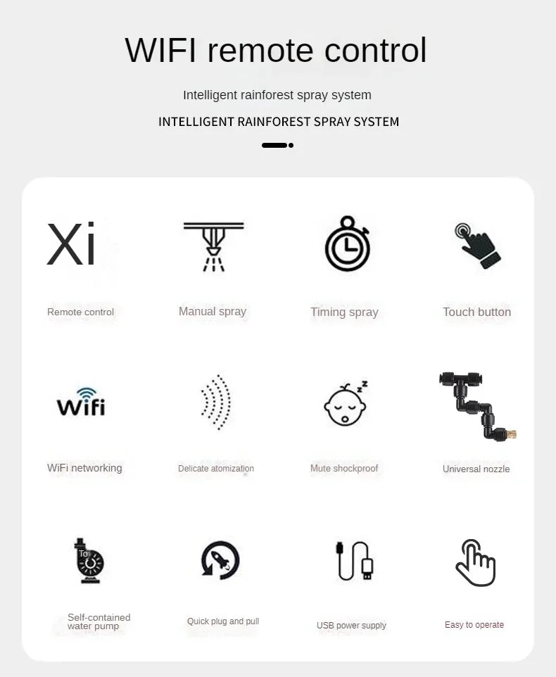 WiFi Control Intelligent Reptile Spray Humidifier Timer Automatic Mist Rainforest Timing Spray System Kit Irrigation Sprinkler