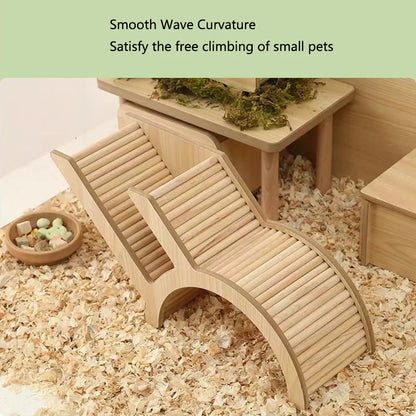 Wood Hamster Hideaway Toy Wooden Hamster House with Climbing Ladder Small Animals Castle Home for Dwarf Mice Gerbils Small Pets