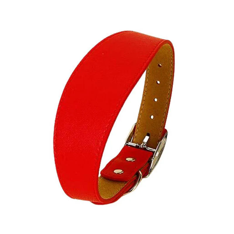 Wide Leather Dog Collar for Small Medium Large Dogs Greyhound Deerhound Lurcher Whippet Dachshund Pet Accessories