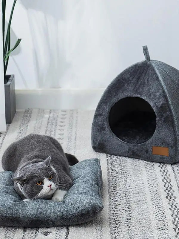 New Triangle Cat Nest New Deep Sleep Comfort In Winter Cat Bed Closed Cat House Pet Nest Safe Pet House Pet Supplies