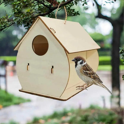 Wooden Birdhouse For Outdoor Hanging Garden Wood Hummingbird Houses Wooden Natural Bird Houses For Wren Swallow Sparrow