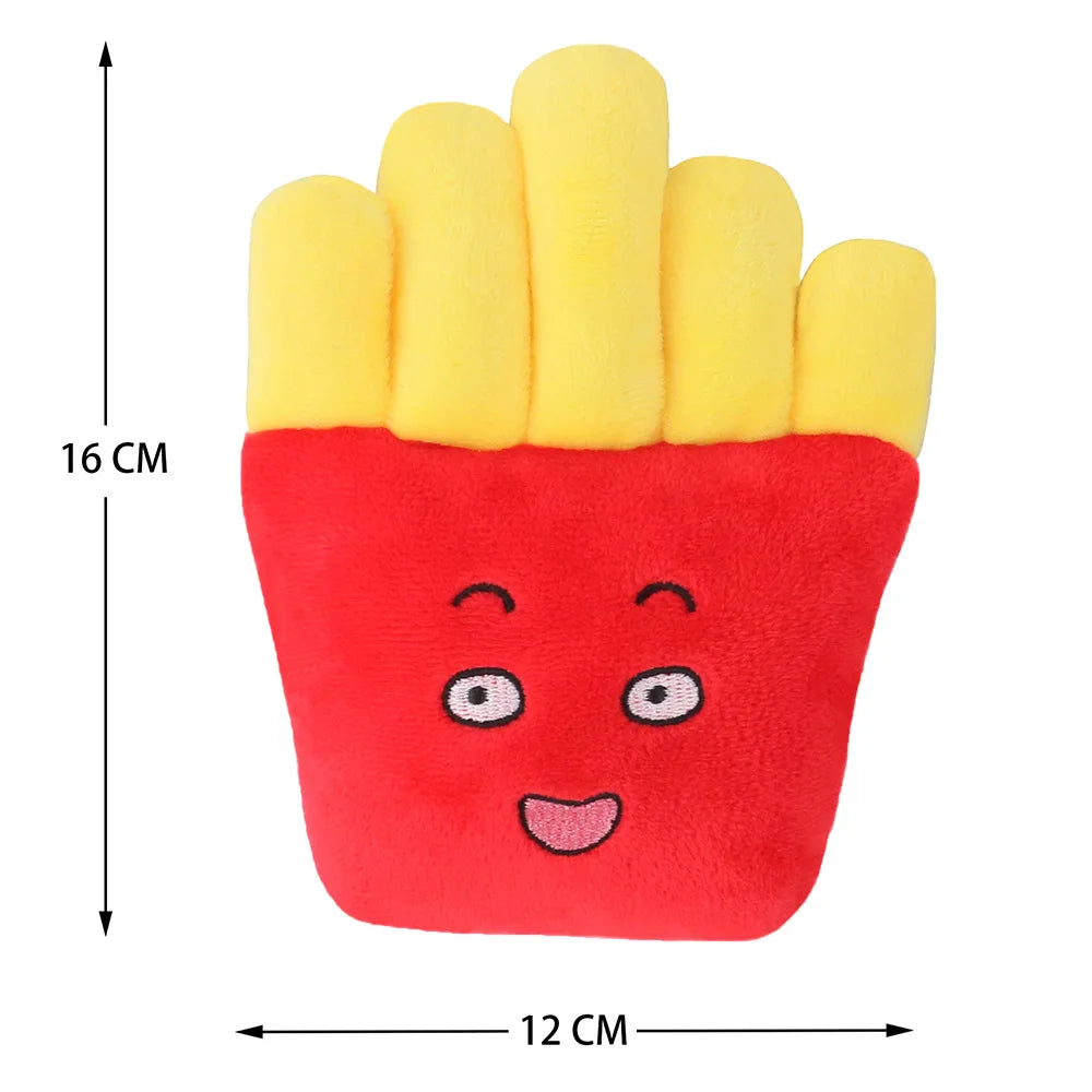 Dog Plush Toy Squeaky Plush Stuffed Food Fast Food Fries Burger Coffee Cup Pet Dog Toys Fleece Squeak Toys