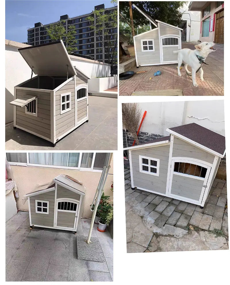 Dog House Outdoor Large Dog Kennel Wooden VillaHouse Cat Nest Rainproof Waterproof Sunscreen Outdoor Pet Cage