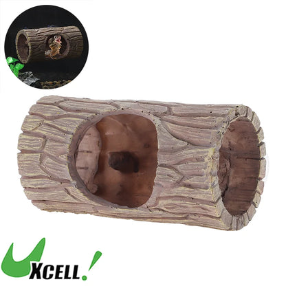 UXCELL Pets Reptile Hide Cave Habitat Shelter Resin Tree Reptile Artificial Woods with 2pcs Suction Cup Habitat Decoration