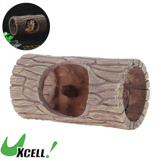 UXCELL Pets Reptile Hide Cave Habitat Shelter Resin Tree Reptile Artificial Woods with 2pcs Suction Cup Habitat Decoration